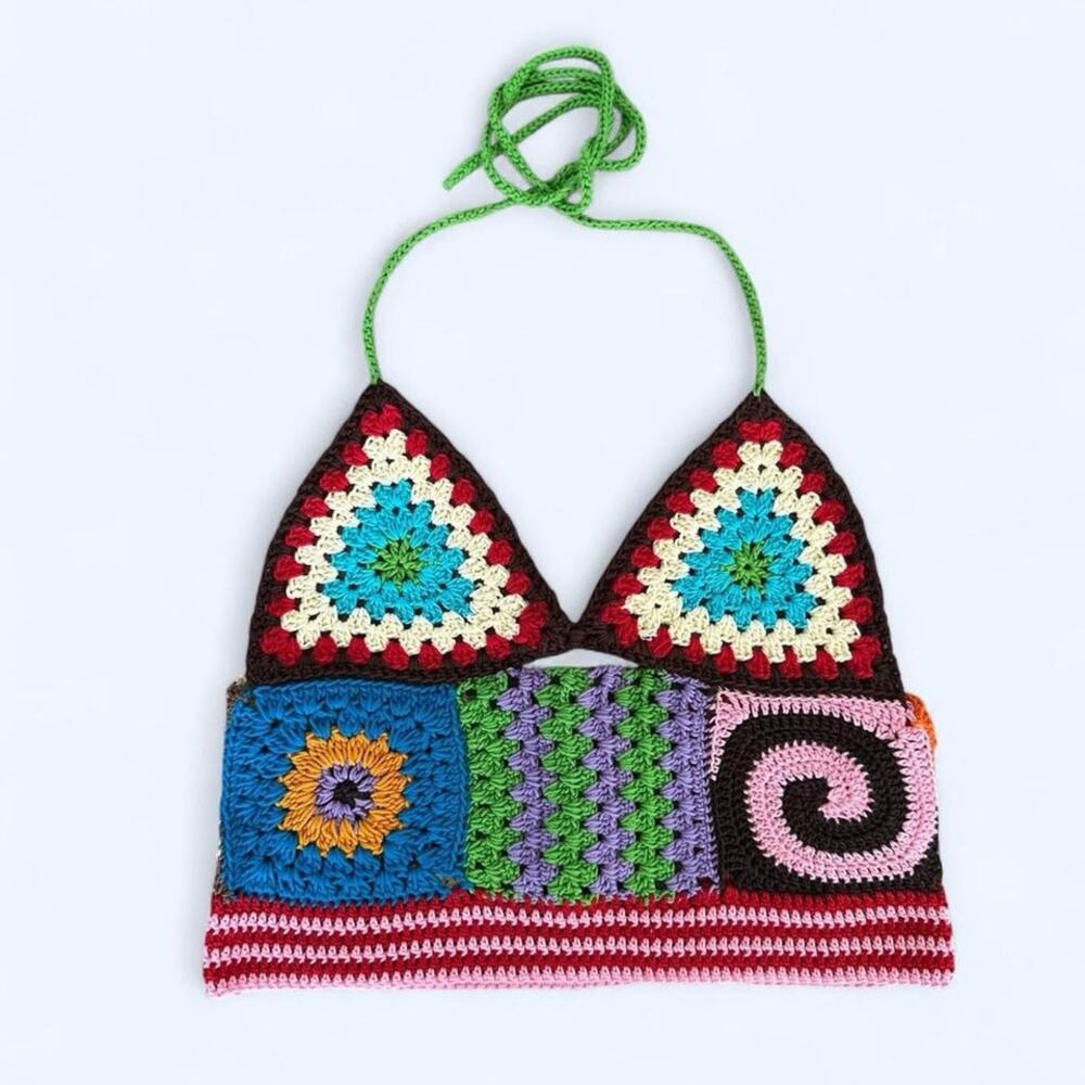 Andersson Bell Moana Crochet bikini halter crop top S